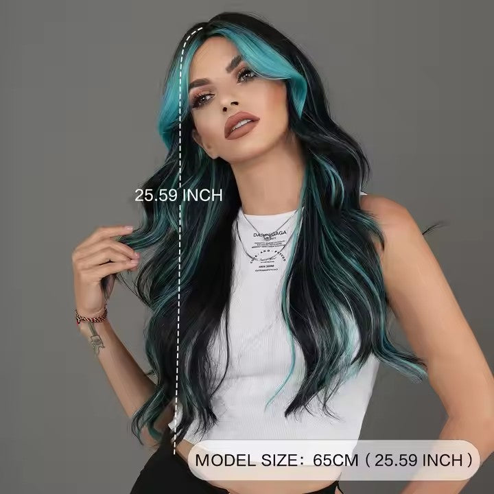 Wigs Highlighted Synthetic Hair Skunk Striped Long Wavy Wig Heat Resistant Fiber Wholesale Halloween Role Play Wigs
