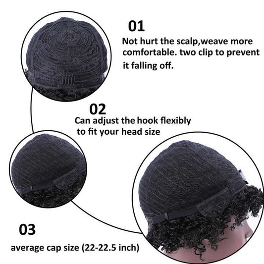 Short Stretchy African Twisted Curly Wig Brazilian Glueless Short Hair