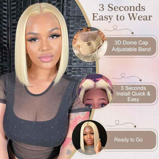 Lace Front Short Hair Wigs Brazilian Pre Pulled Remy Hair